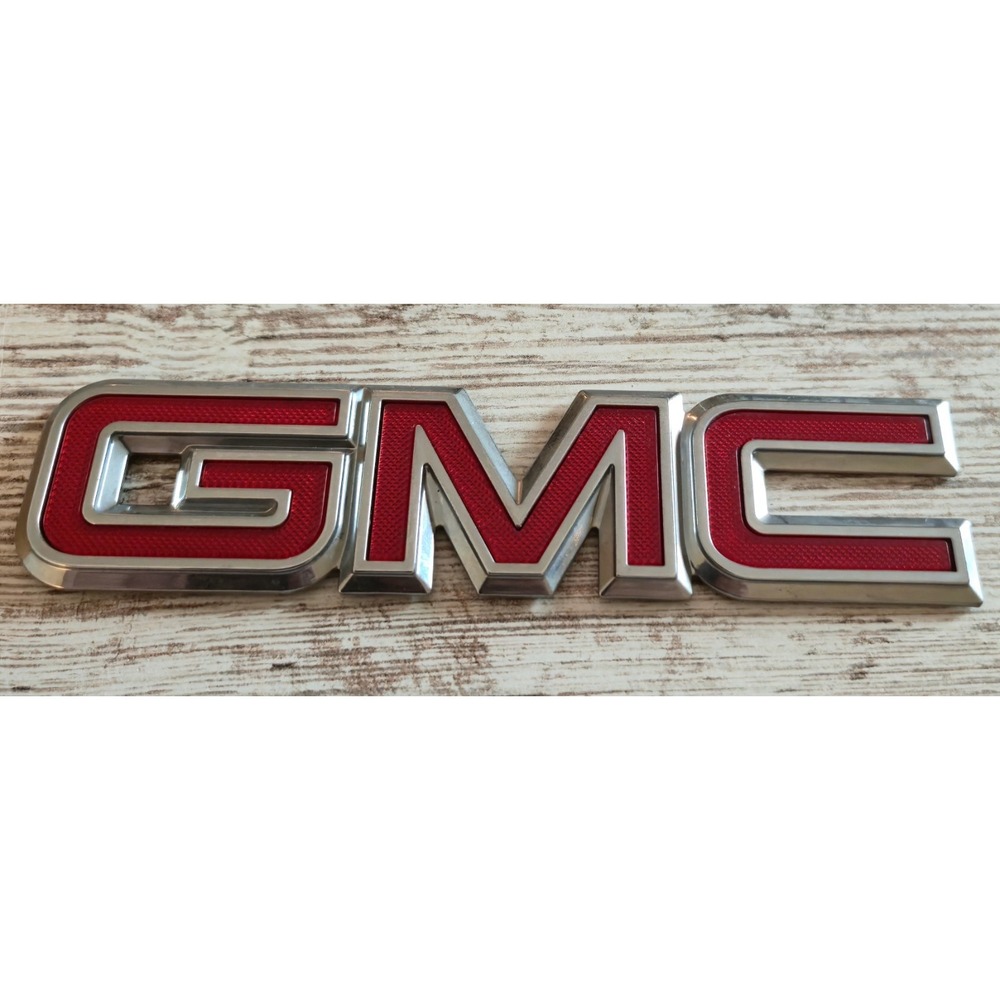 Vintage GMC Red Chrome Emblem Badge 1973 1987 C K Truck Sierra Fender Tailgate